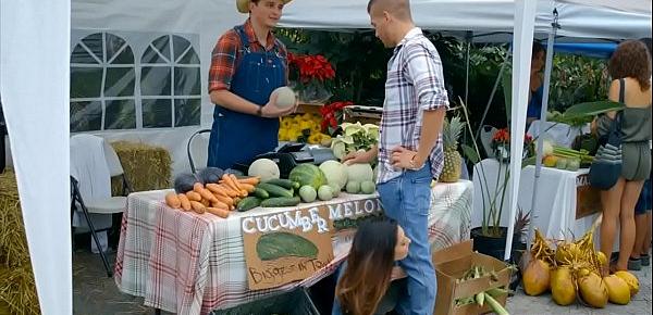  Customer fucks the farmers wife in public at the market
